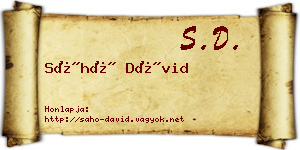 Sáhó Dávid névjegykártya